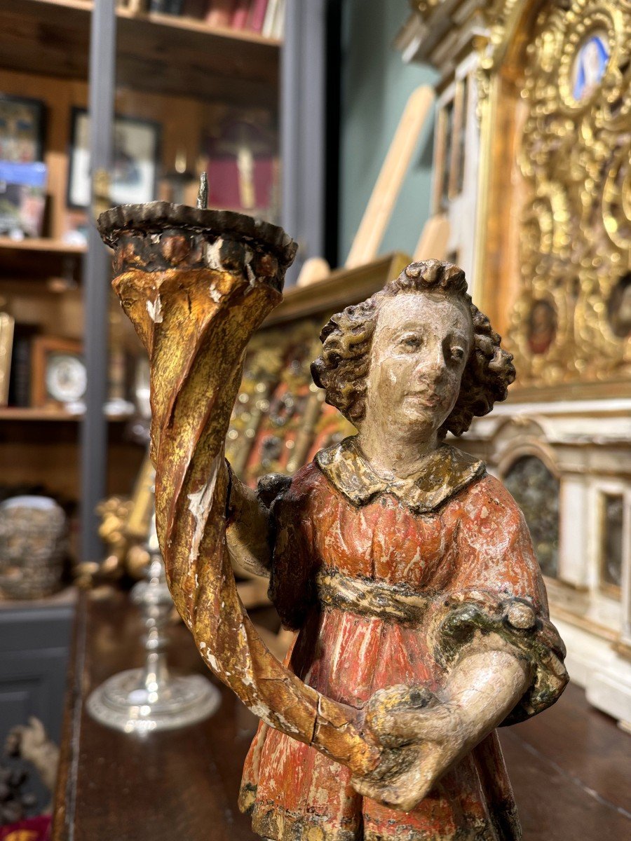 Pair Of Céroferaire Altar Angels - 17th Century-photo-1