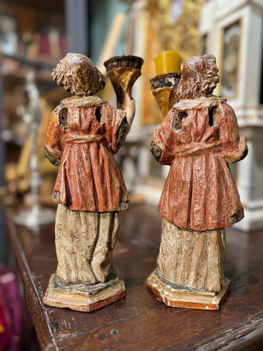 Pair Of Céroferaire Altar Angels - 17th Century-photo-2