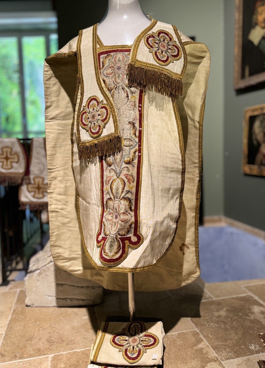 Chasuble Blanche - Ornement Complet - Fin XIXe-photo-3