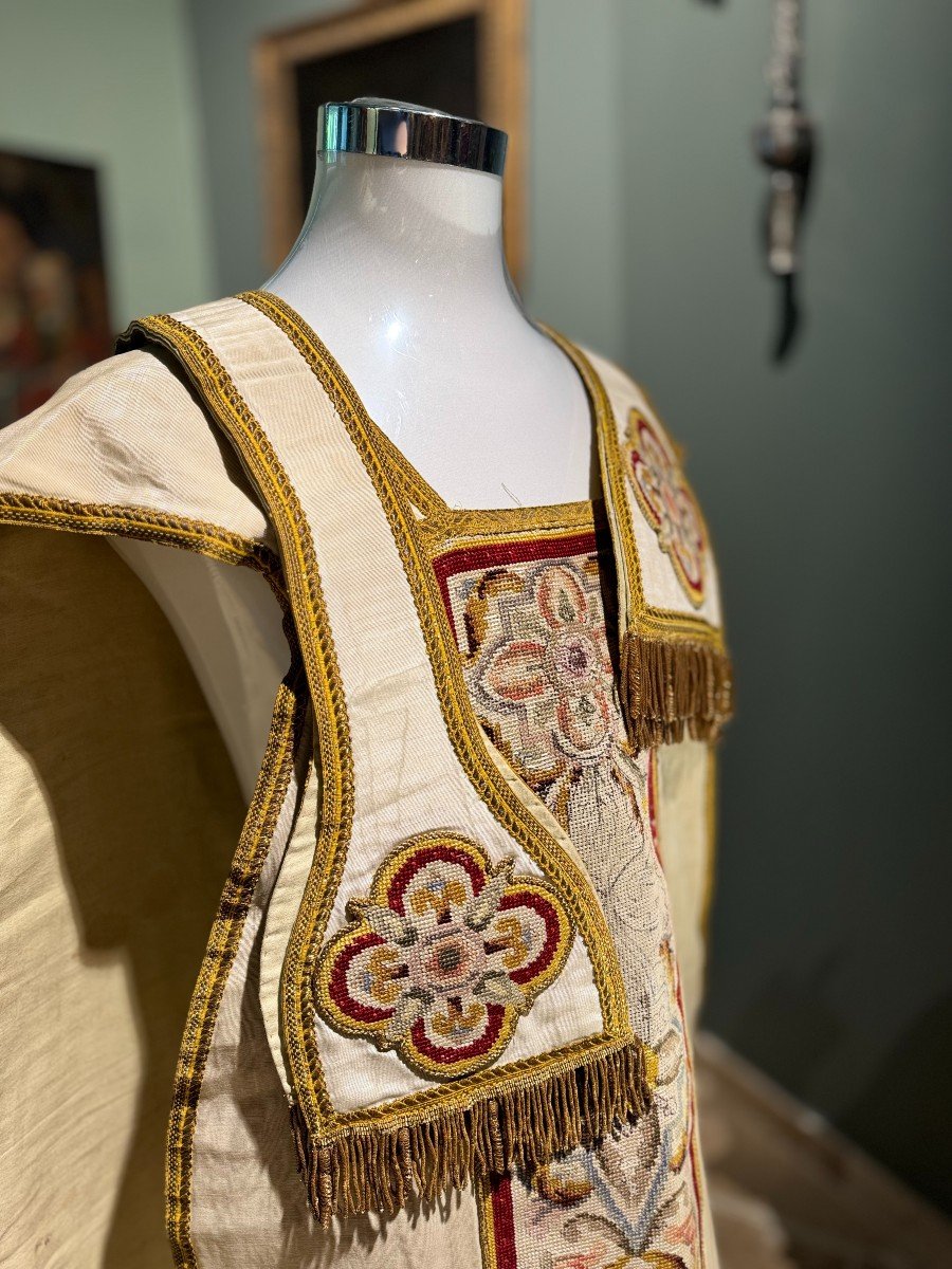 Chasuble Blanche - Ornement Complet - Fin XIXe-photo-4