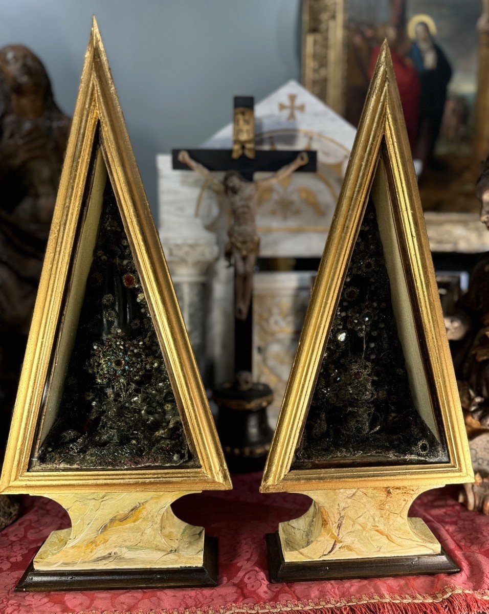 Pair Of Pyramidal Reliquaries – Vienna – Early 19th Century-photo-2