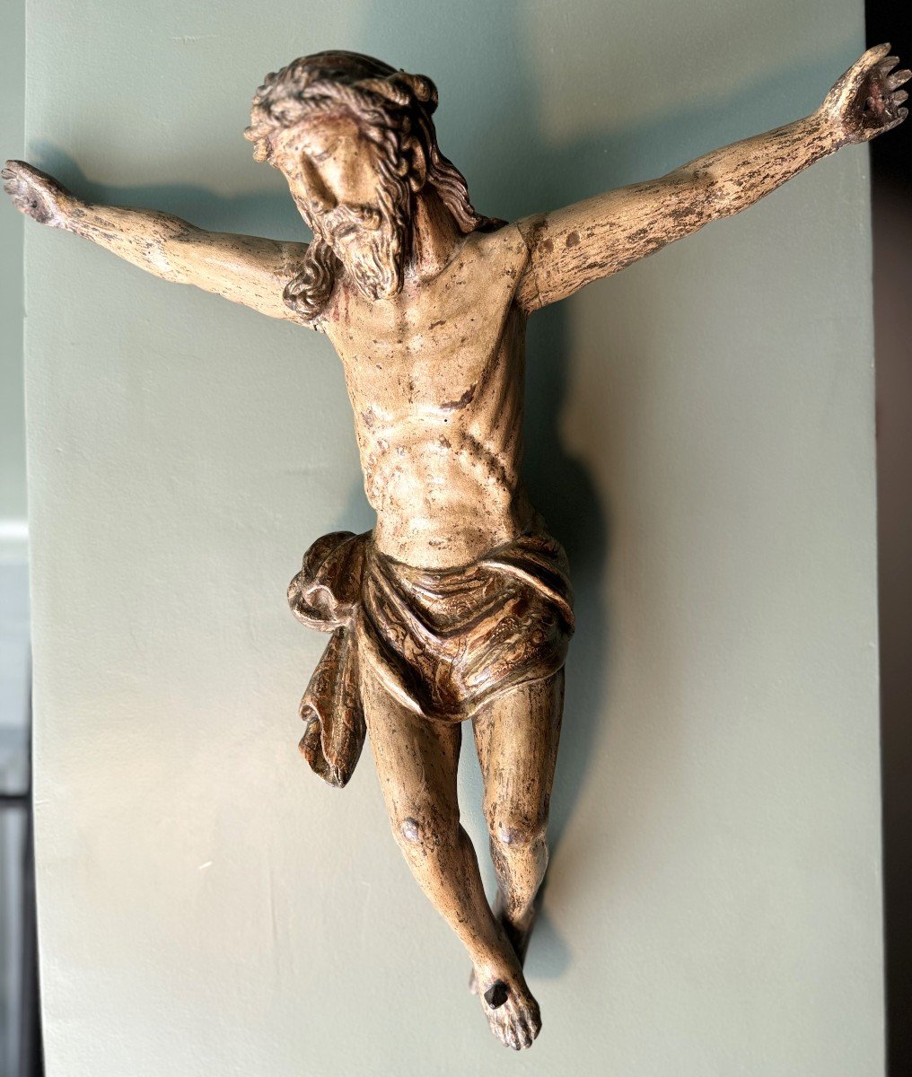 Grand Christ En Bois Sculpté Et Polychromé - XVIIIe-photo-3