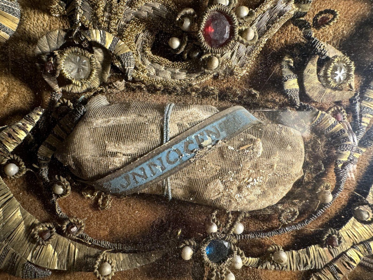 Important Reliquary Painting With Four Relics - Early 18th Century-photo-5