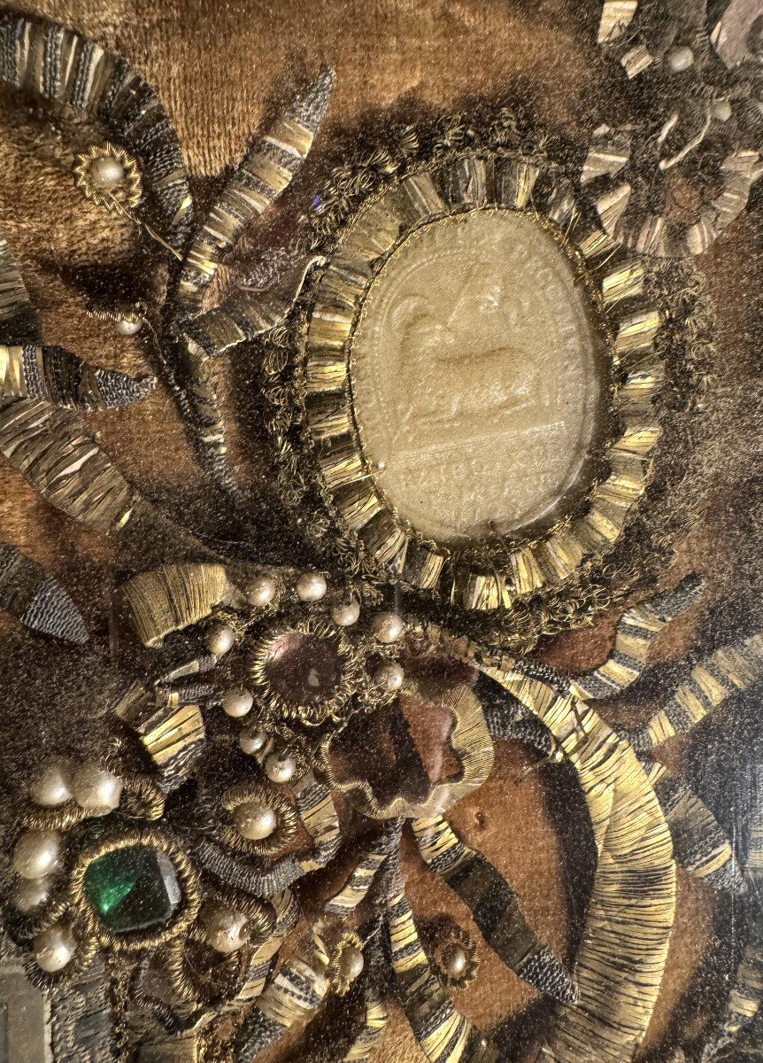 Important Reliquary Painting With Four Relics - Early 18th Century-photo-6