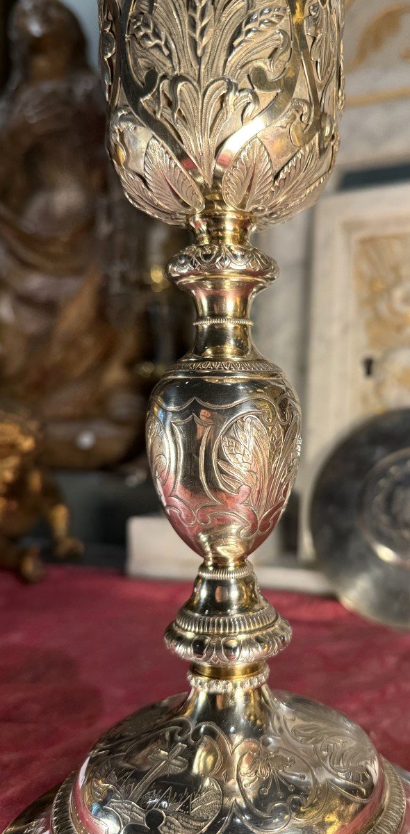 Calice En Argent Et Vermeil Et Sa Patène - Maison Favier -  Mi XIXe-photo-1