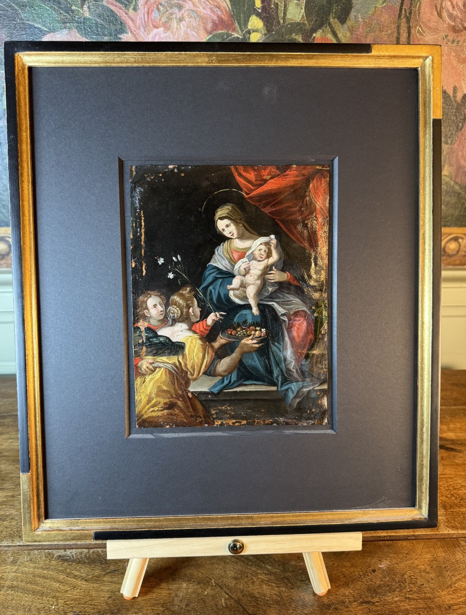 Orantes Présentant Fruits Et Lys à l'Enfant - XVIIe-photo-3