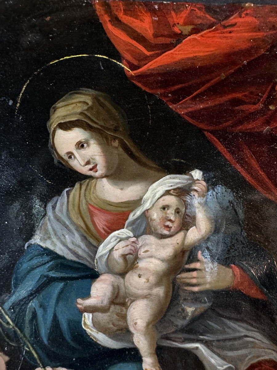 Orantes Présentant Fruits Et Lys à l'Enfant - XVIIe-photo-4