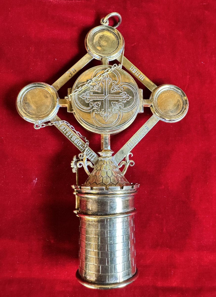 Custodian And Holy Oil Box In Silver-gilt - 19th Century-photo-1