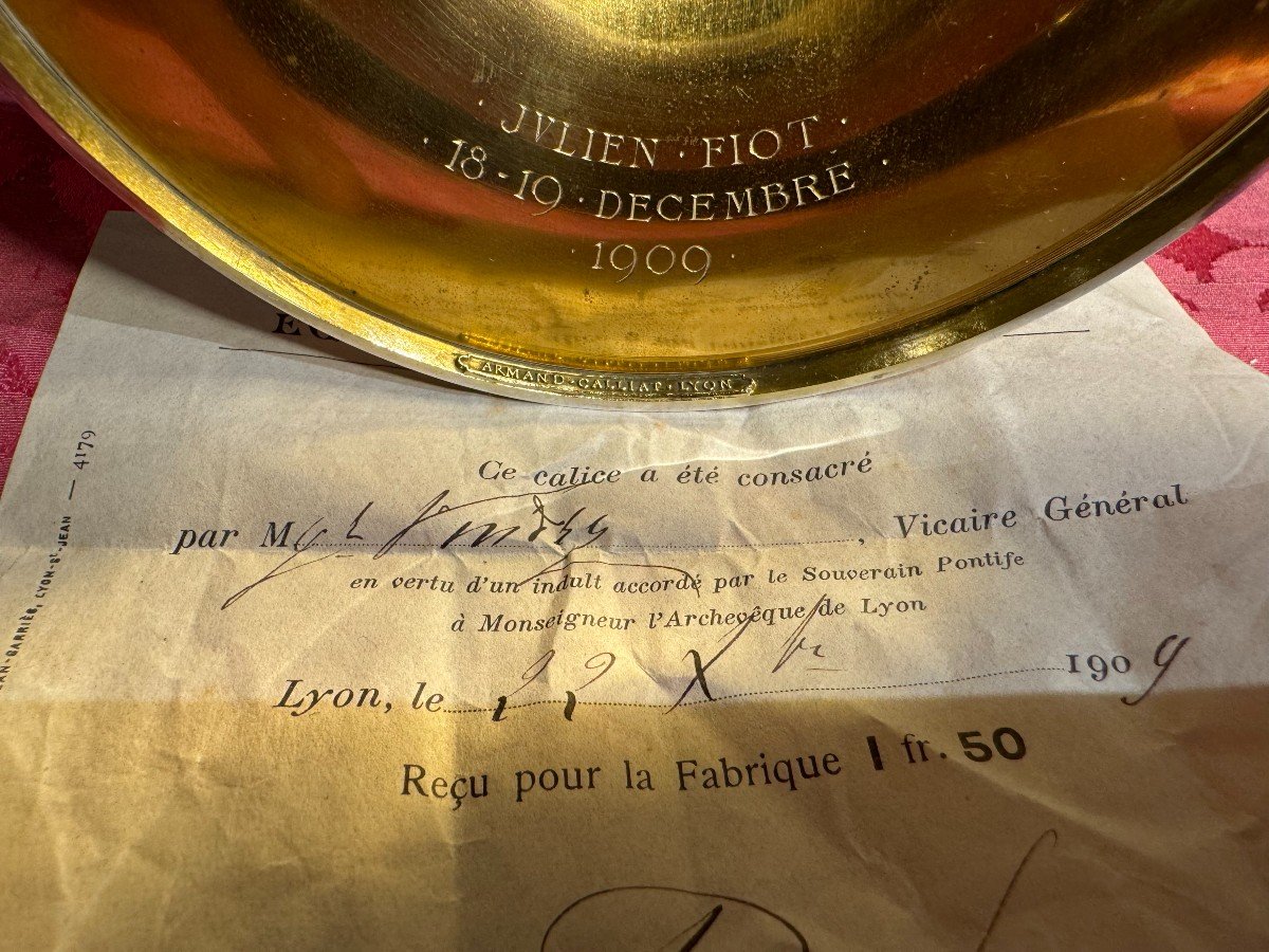 Calice Consacré En 1909 Et Sa Patène - Vermeil -  Par Armand Calliat -photo-2