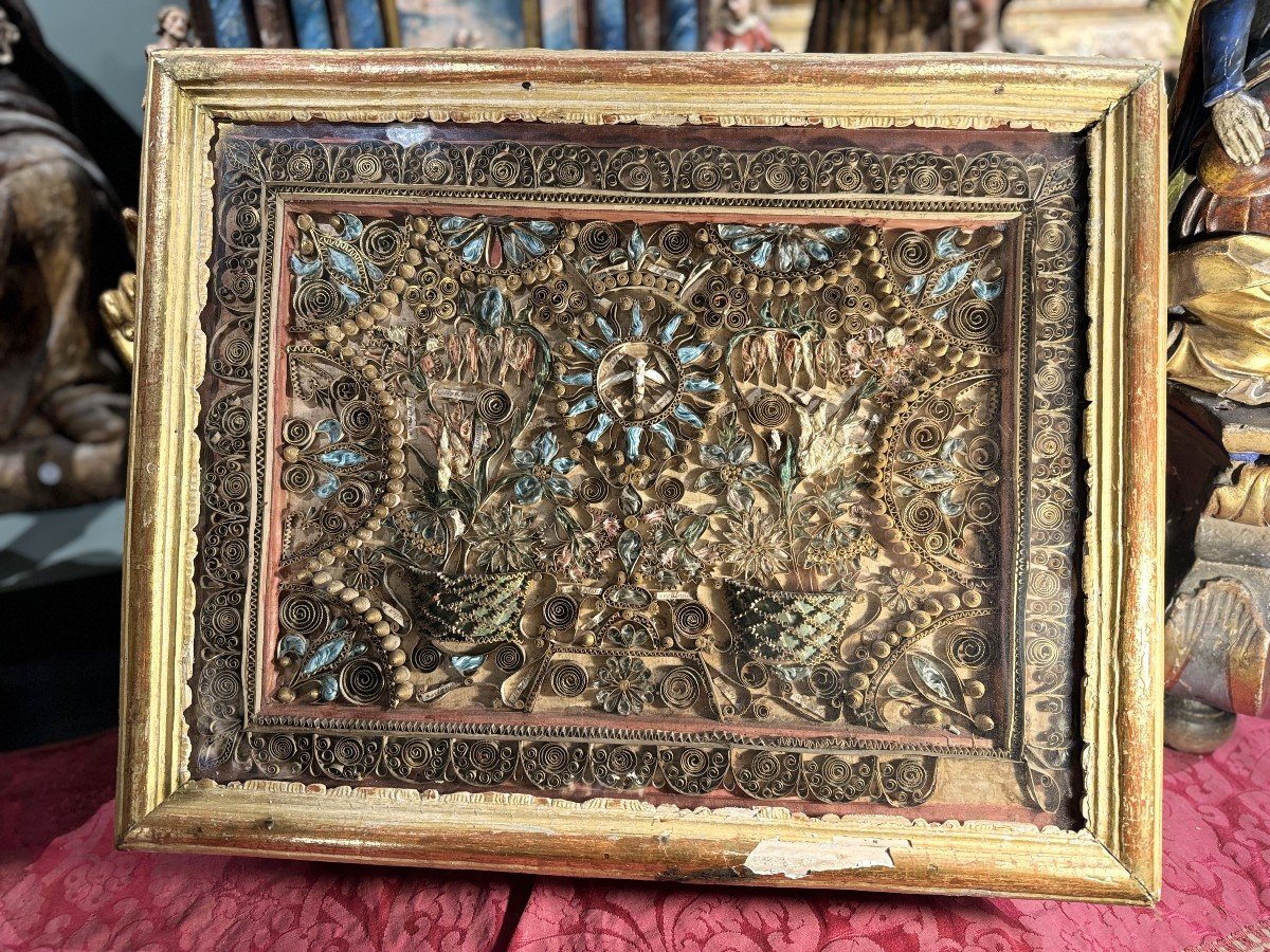 Large Paperolles Reliquary – 18th Century -photo-3