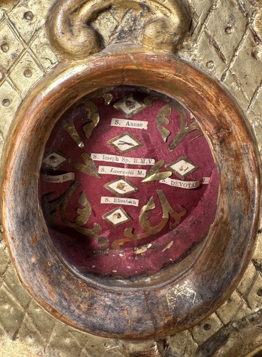 Italian Monstrance With Six Relics - 18th Century    -photo-4