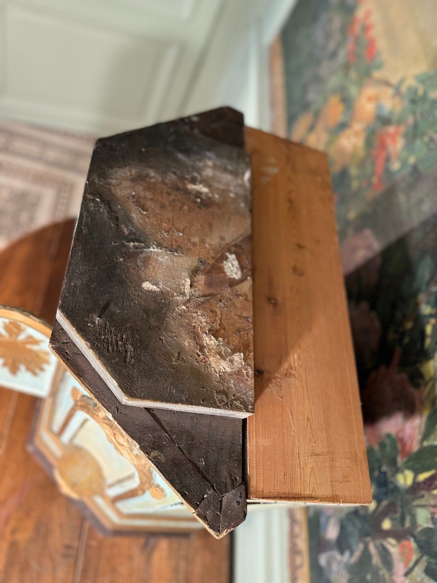 Large Tabernacle In Carved And Painted Gilded Wood - 19th Century -photo-5