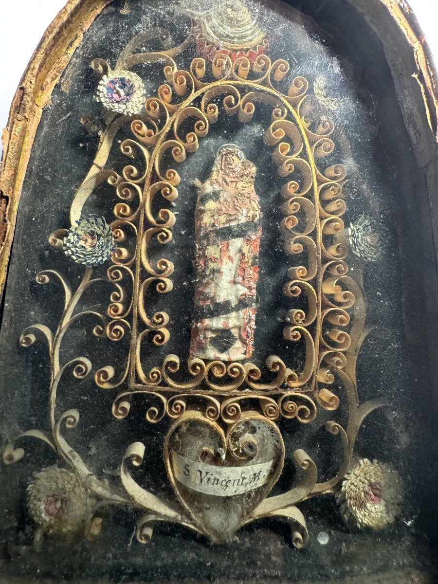 Reliquary Paperolles Of St Vincent – 18th Century-photo-2