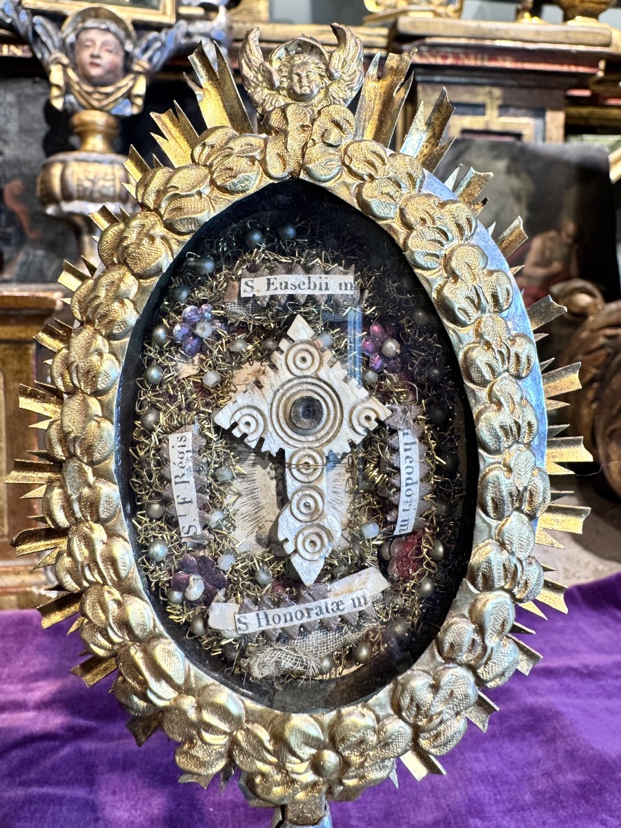 Monstrance Reliquary With Four Relics - Circa 1800   -photo-3