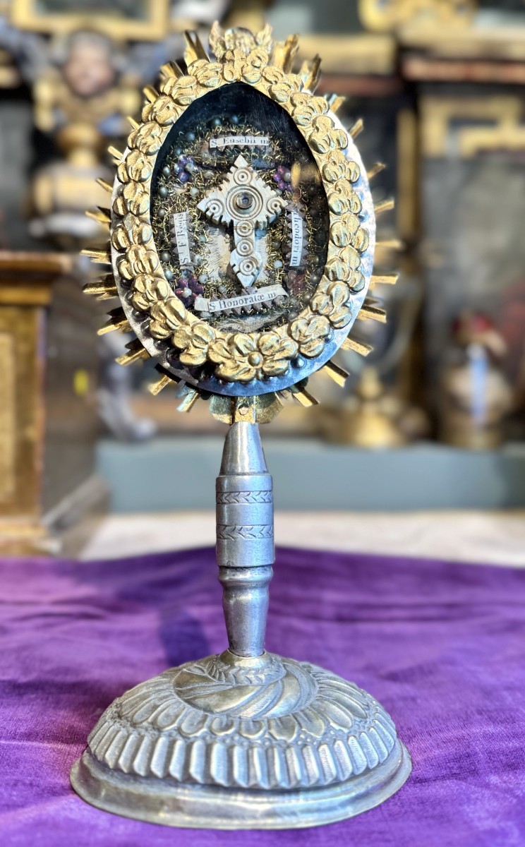 Monstrance Reliquary With Four Relics - Circa 1800   -photo-4