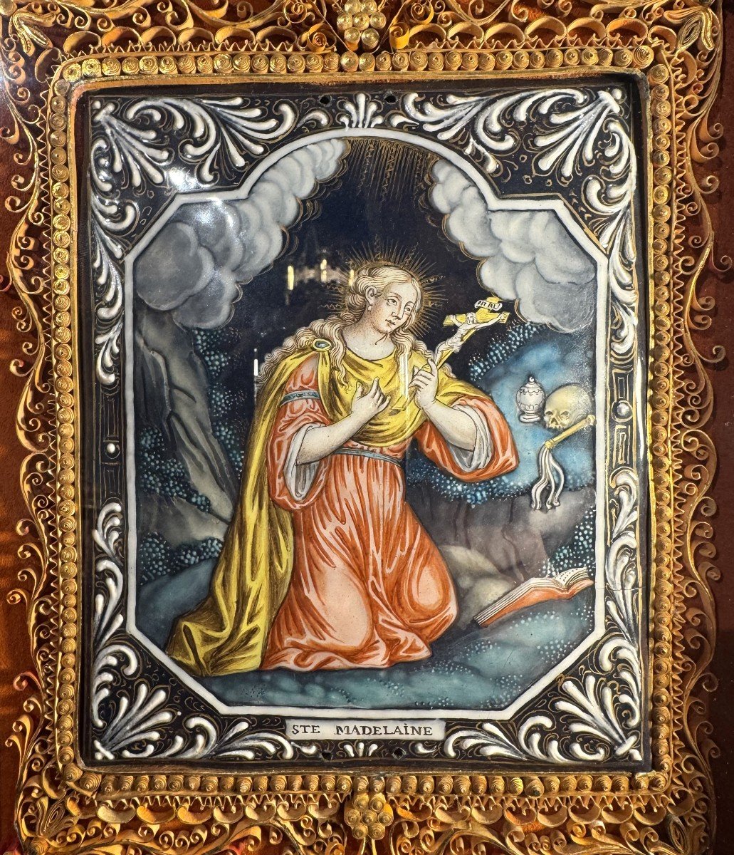 Mary Magdalene - Enamel On Copper - 18th Century  -photo-2