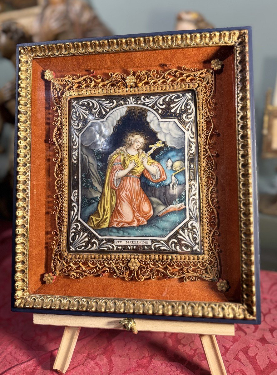 Mary Magdalene - Enamel On Copper - 18th Century  -photo-1