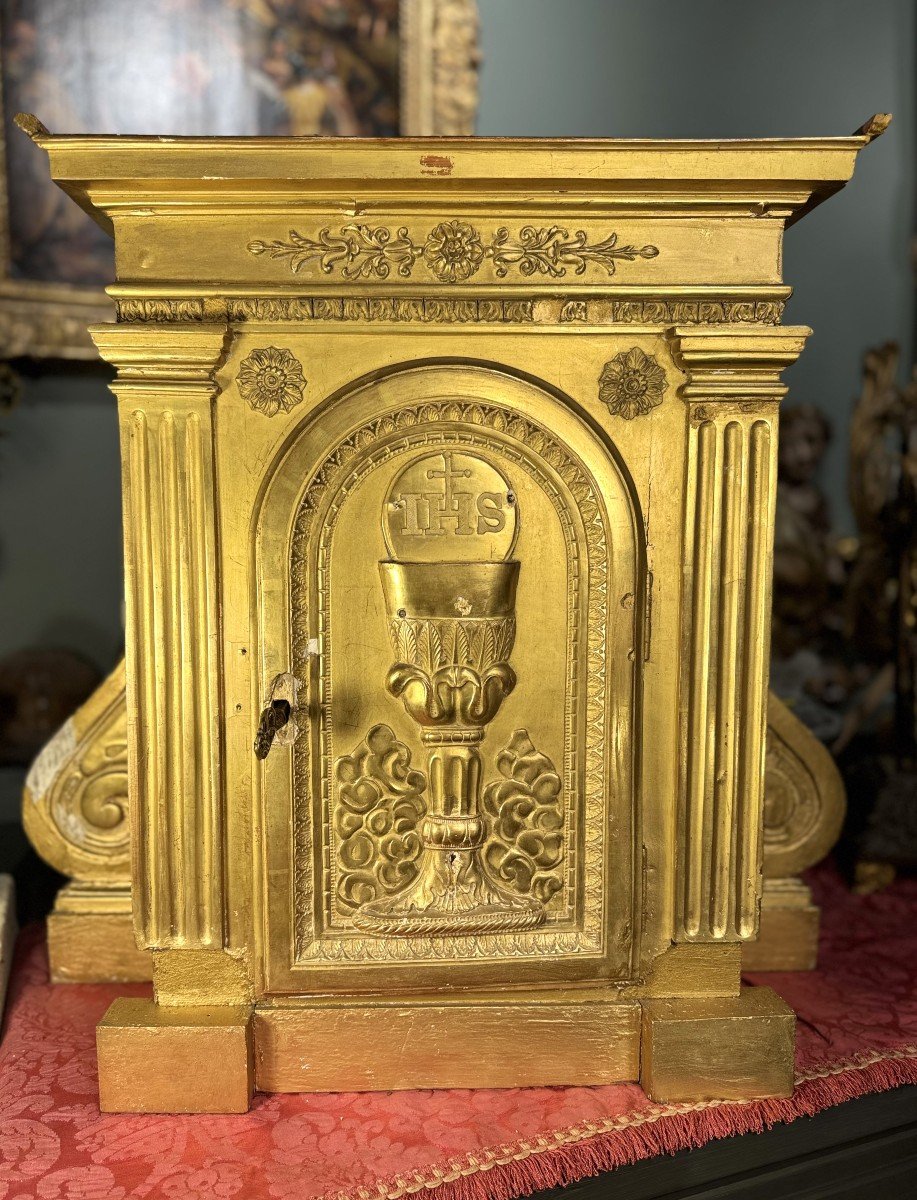 Wooden And Gilded Stucco Tabernacle - 19th Century  