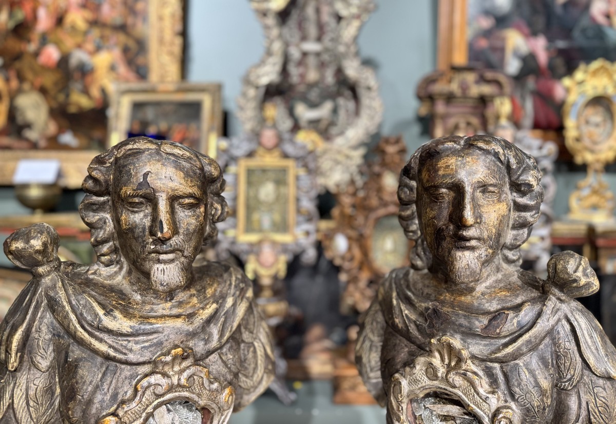 Paire De Bustes Reliquaires St Jean Baptiste Et St François – XVIIIe -photo-2