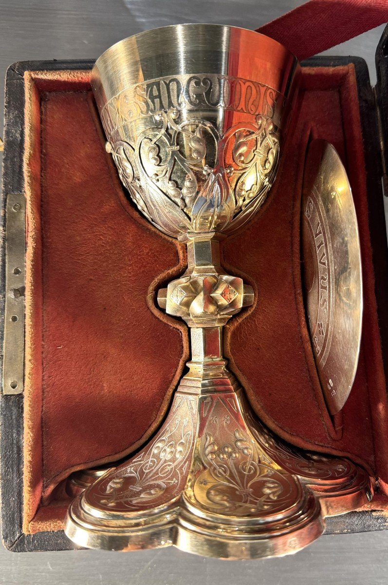 Chalice And Its Paten In Silver – Maison Trioullier – 19th Century 