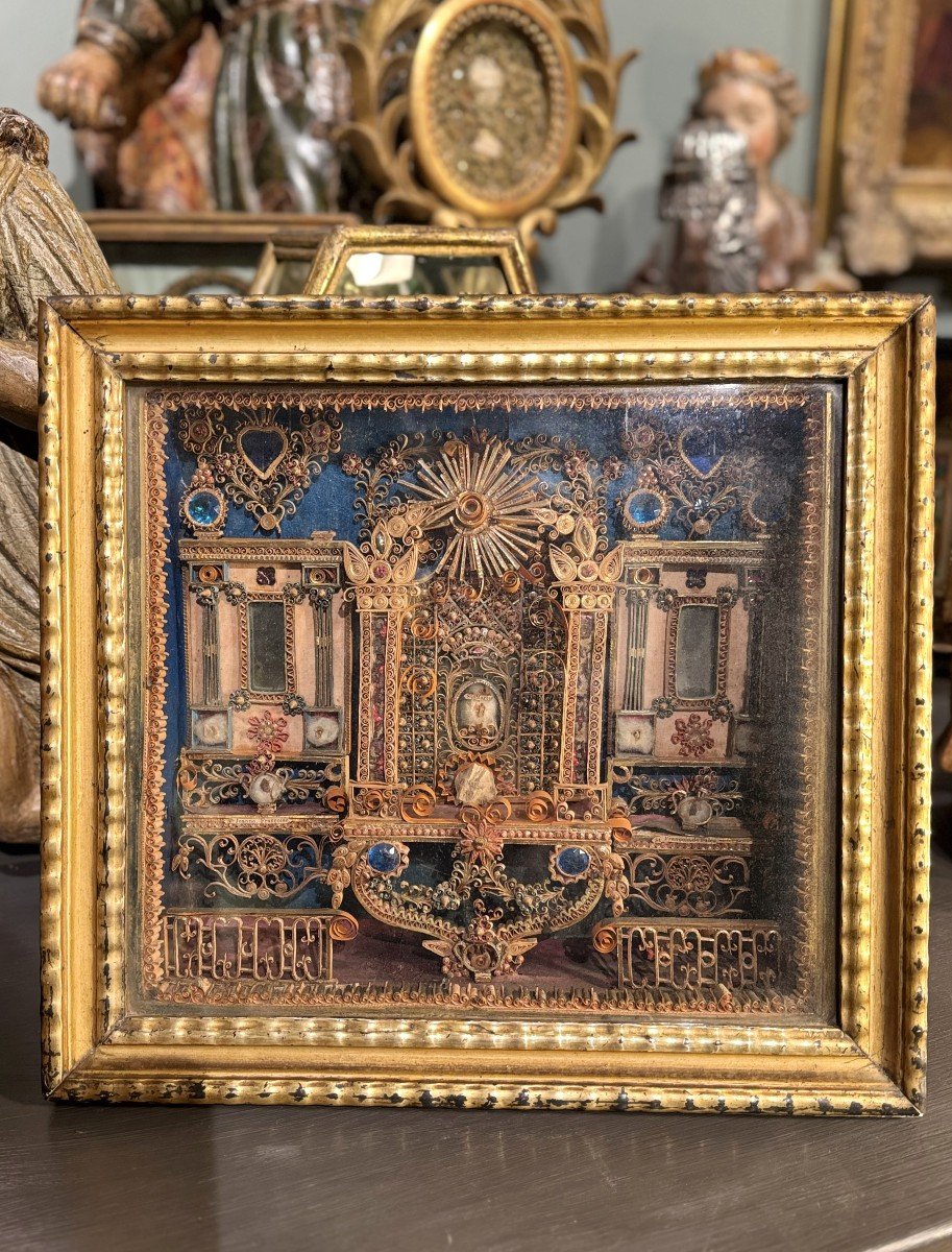 Visitandine Work - Paperolle Reliquary - Late 18th Century-photo-2