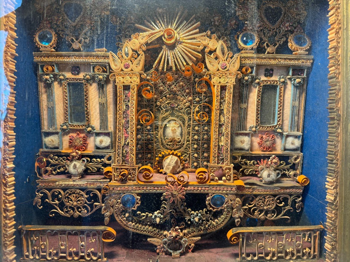 Visitandine Work - Paperolle Reliquary - Late 18th Century-photo-3