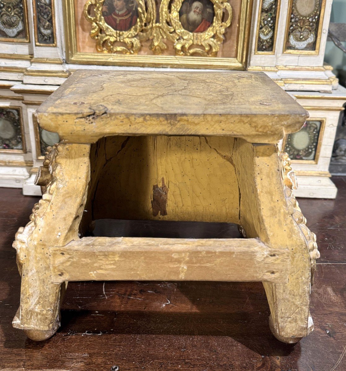 Socle d'Eglise En Bois Doré - XVIIIe -photo-7