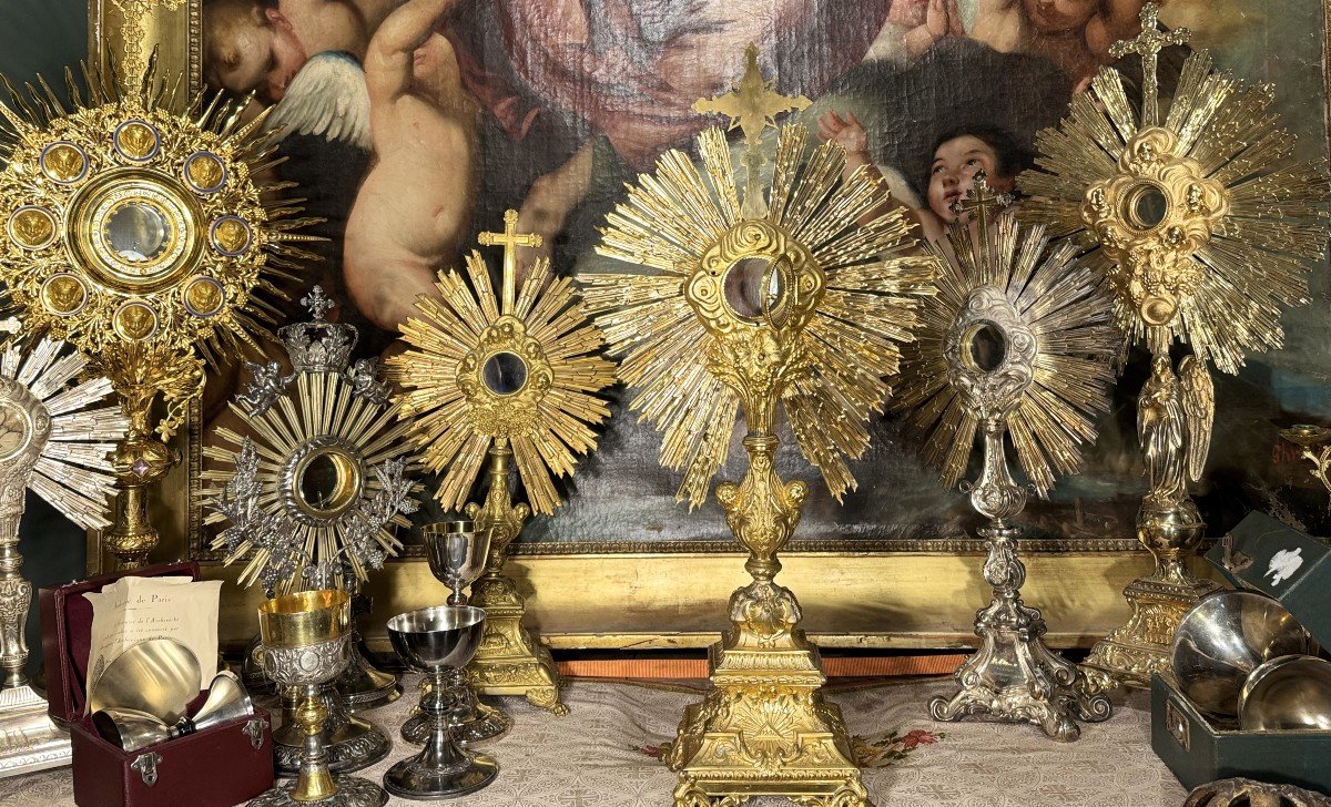 Monstrance In Gilded Brass – 19th Century -photo-2