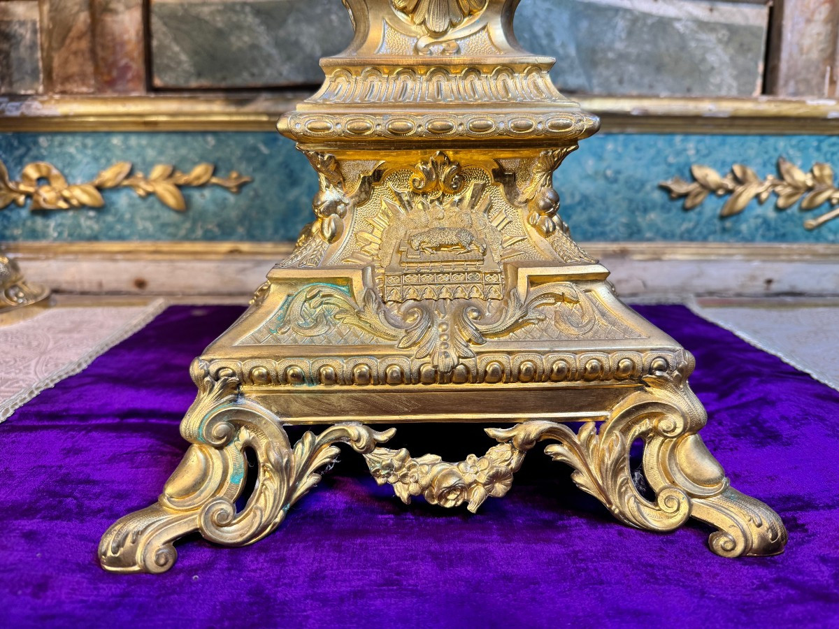 Ostensoir En Laiton Doré – XIXe -photo-4