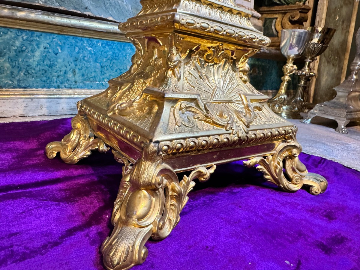 Ostensoir En Laiton Doré – XIXe -photo-1