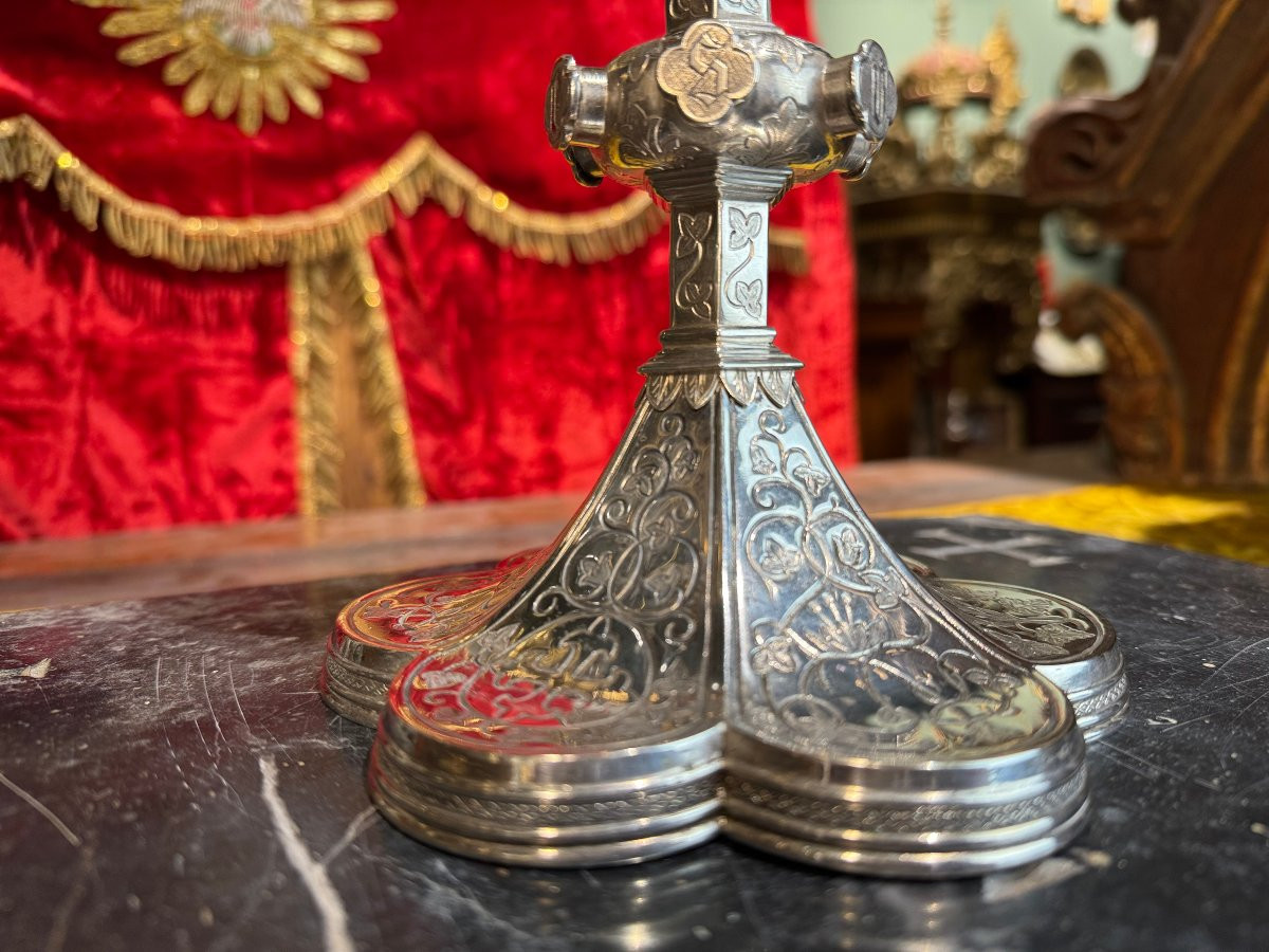 Chalice And Paten In Silver Gilt In Neo-gothic Style – 19th Century -photo-4