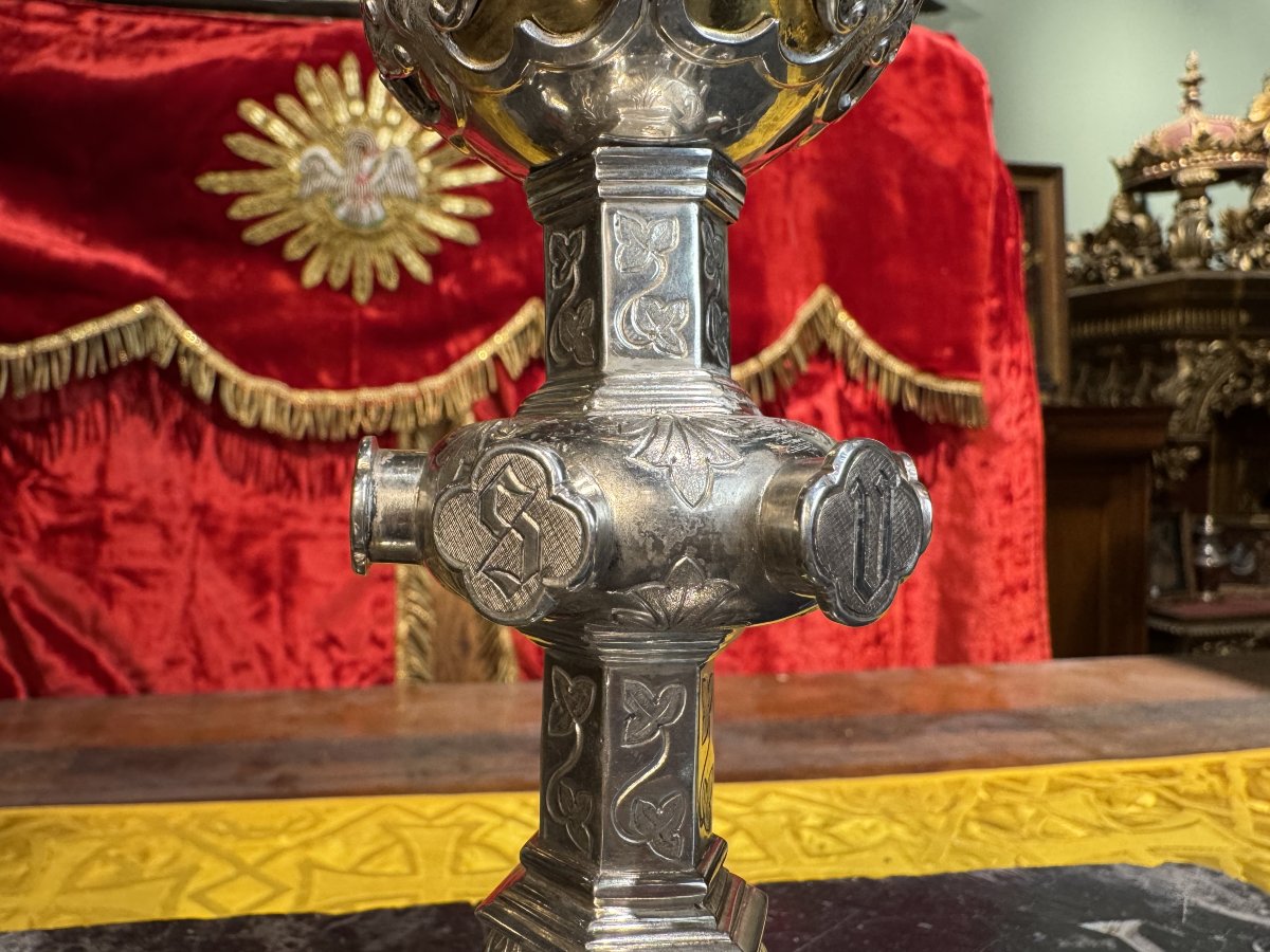 Chalice And Paten In Silver Gilt In Neo-gothic Style – 19th Century -photo-3