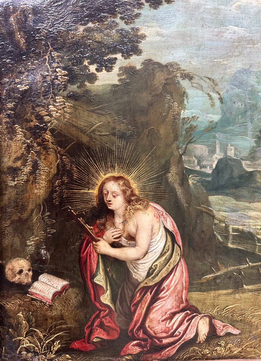 Sainte Marie- Madeleine Pénitente - Huile Sur Cuivre - XVIIe -photo-4