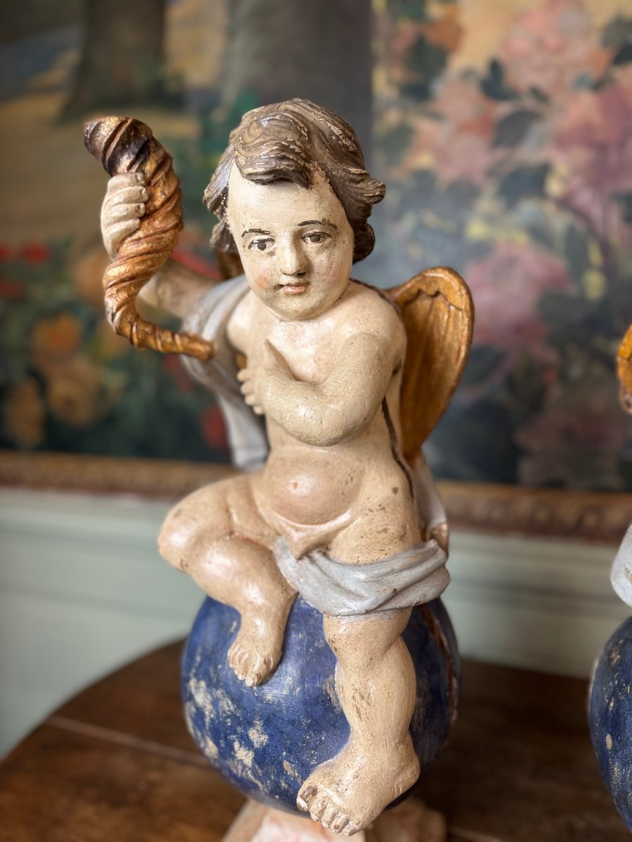 Paire d'Anges Sculptés – Fin XVIIIe  -photo-3