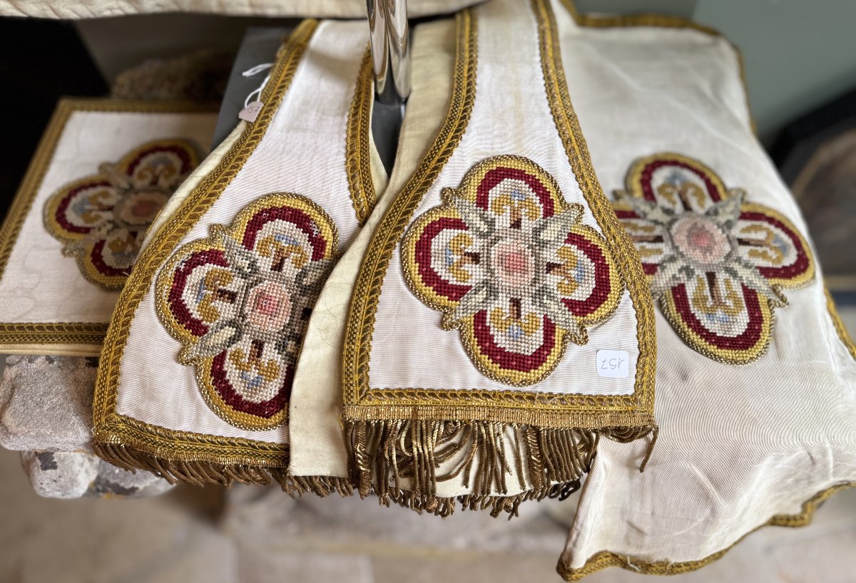 Chasuble Avec étole, Manipule Et Bourse - Fin XIXe-photo-2