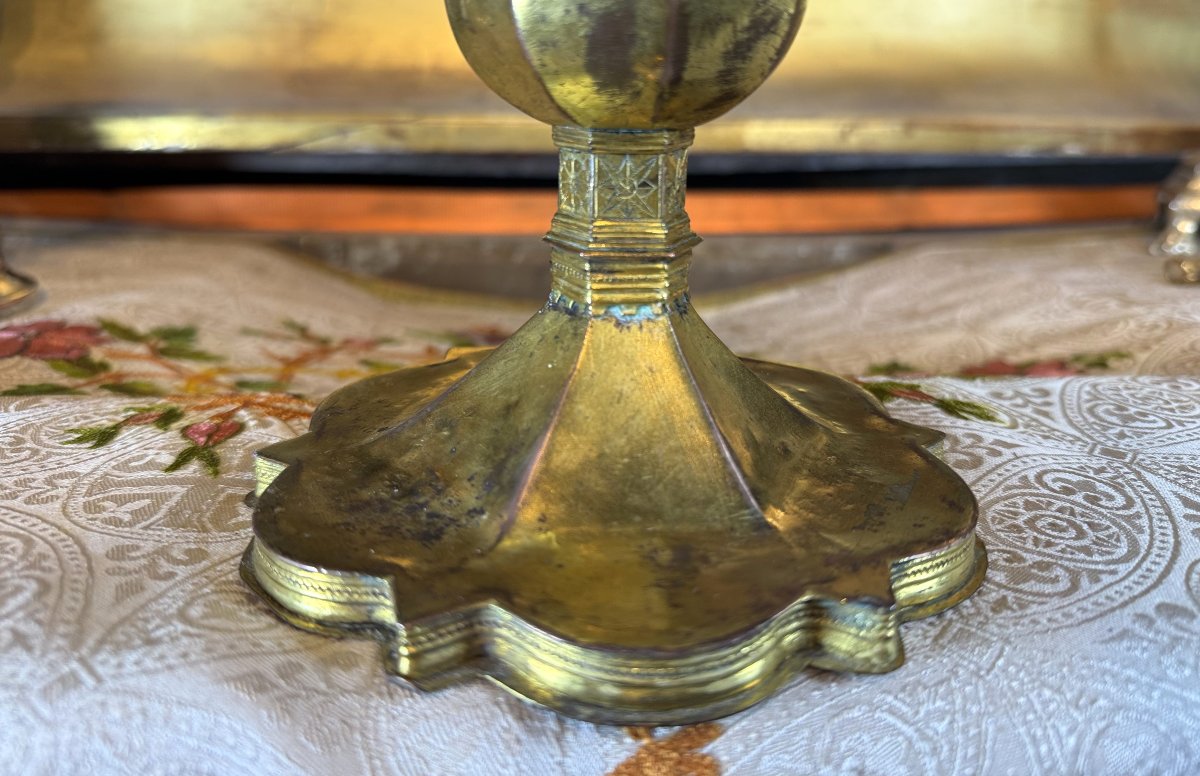 Monstrance Reliquary In Copper - Circa 1500-photo-3