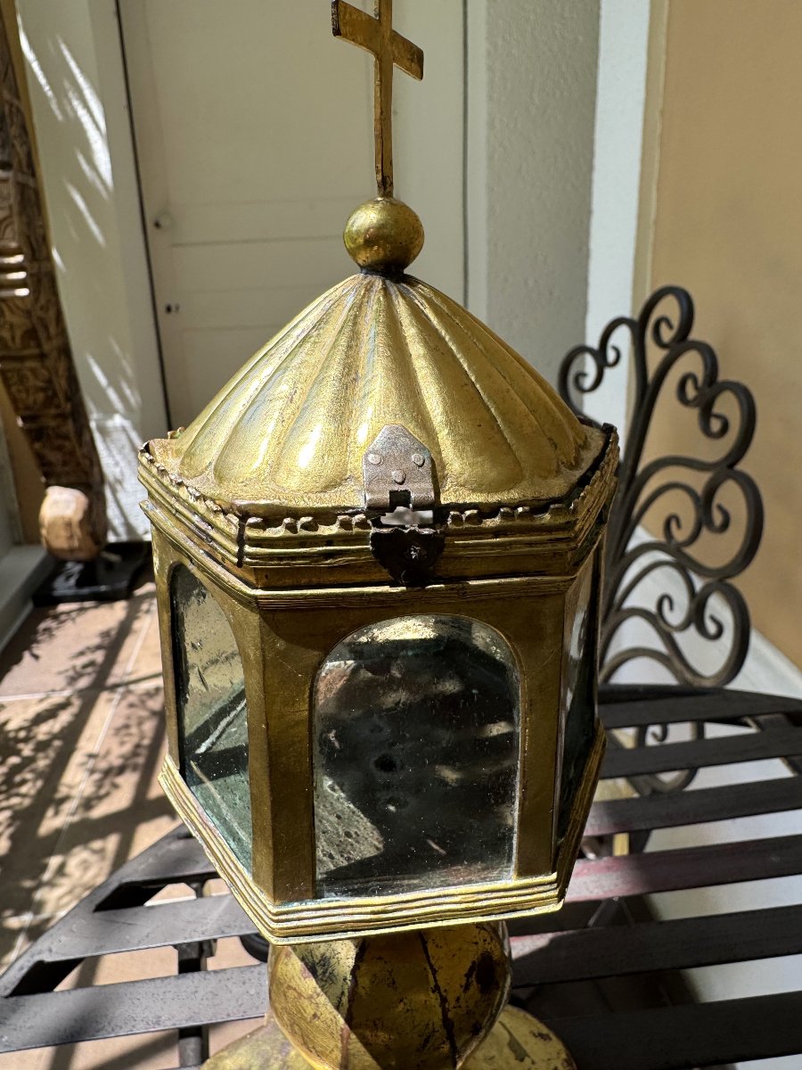 Monstrance Reliquary In Copper - Circa 1500-photo-7