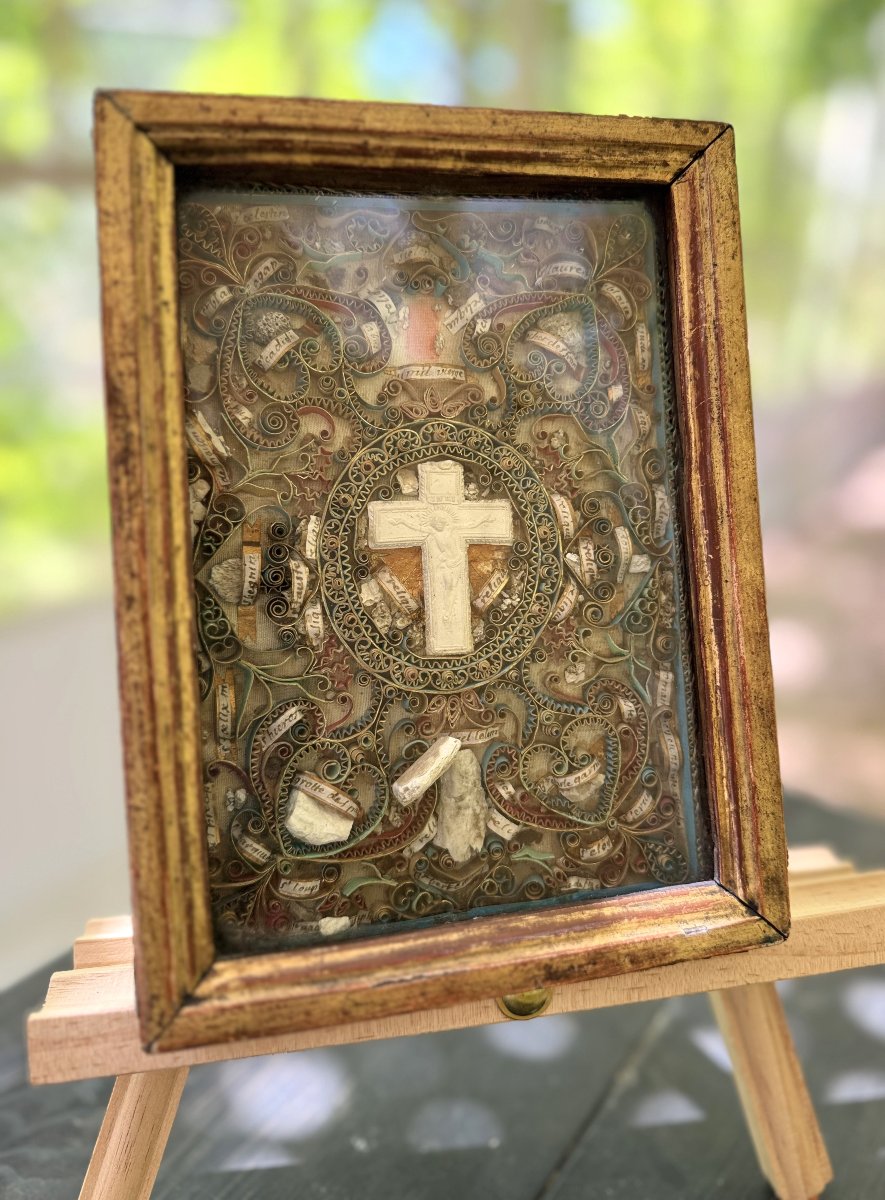 Paperolles Reliquary To The Glory Of The Jesuits - Late 19th / Early 20th Century -photo-3
