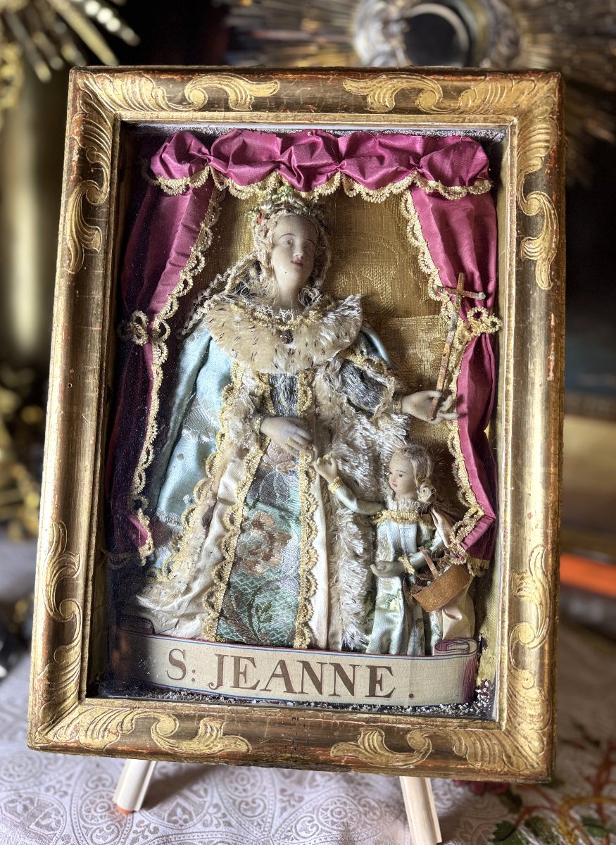 Sainte Jeanne de France - Cire habillée de Nancy - XVIIIe -photo-2