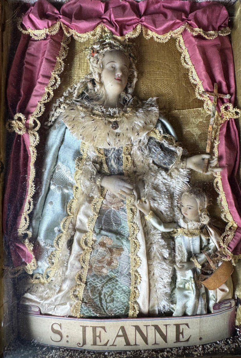 Sainte Jeanne de France - Cire habillée de Nancy - XVIIIe -photo-3