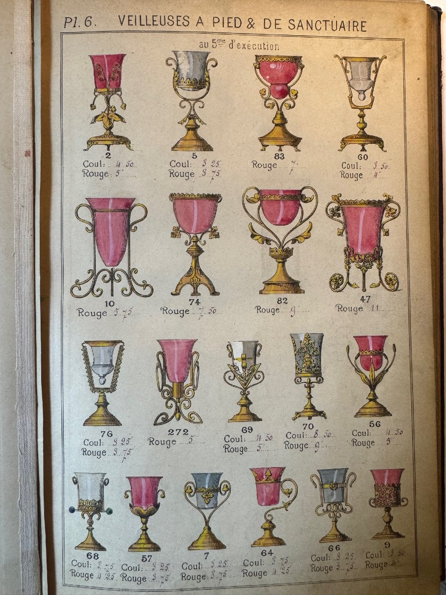 Sanctuary Lamp And Its Two Candelabras - 20th Century -photo-2