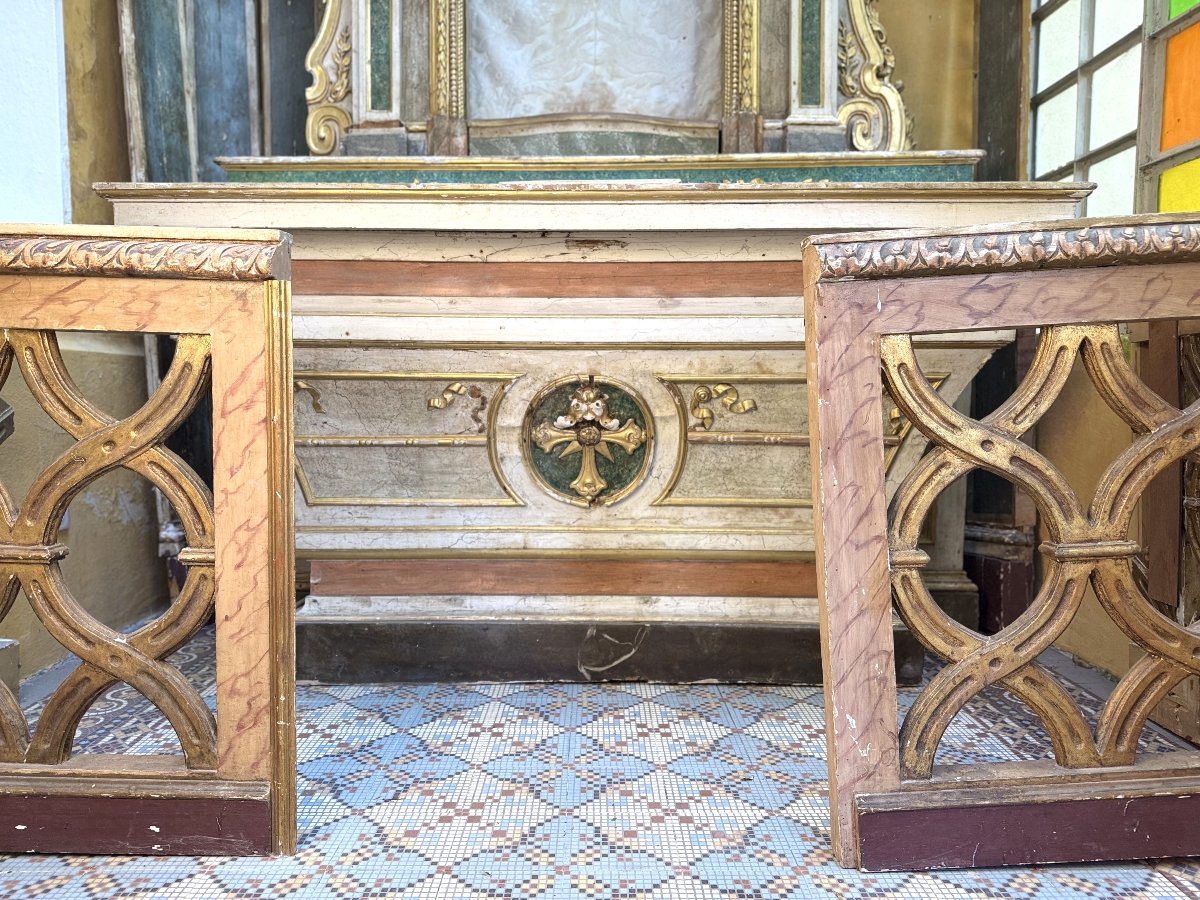 Wooden Altar And Altarpiece - 19th Century -photo-4