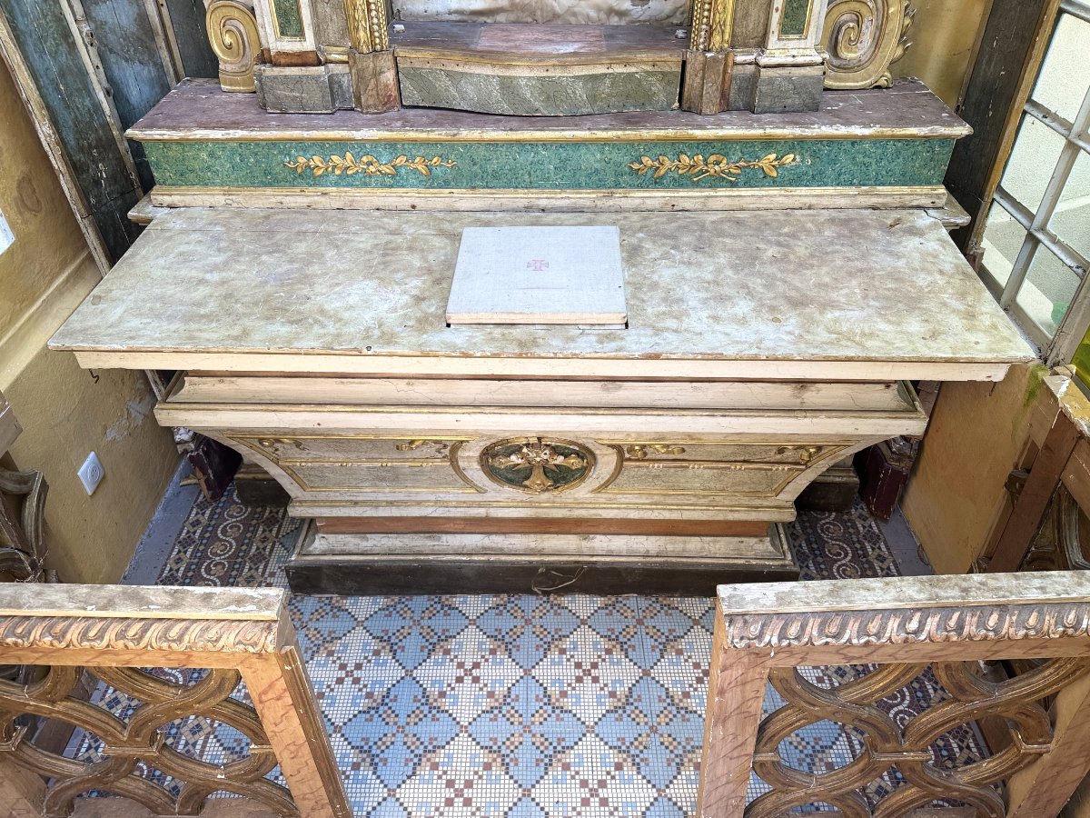 Wooden Altar And Altarpiece - 19th Century -photo-2