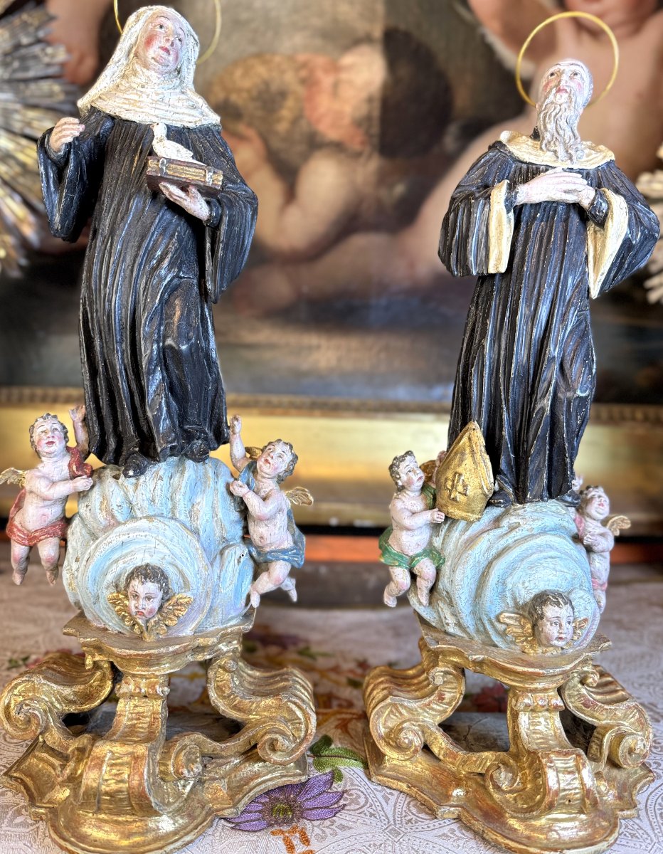 Sainte Scholastique et Saint Benoît - XVIIIe -photo-2