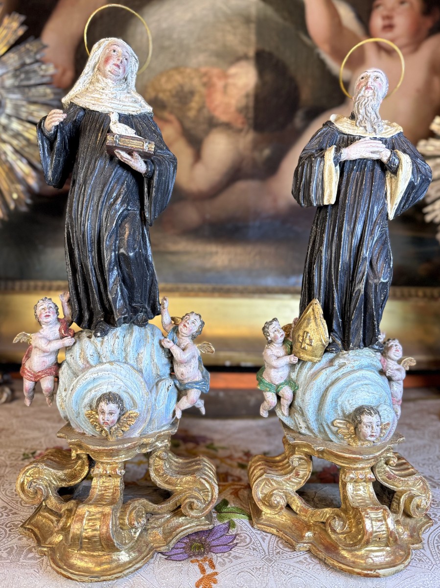 Sainte Scholastique et Saint Benoît - XVIIIe 