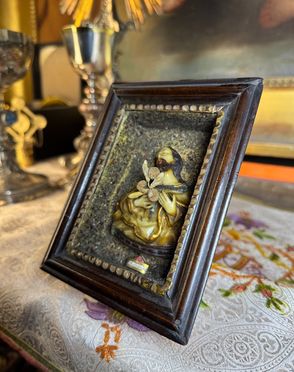 Saint Joseph en cire -  reliquaire - XVIIIe