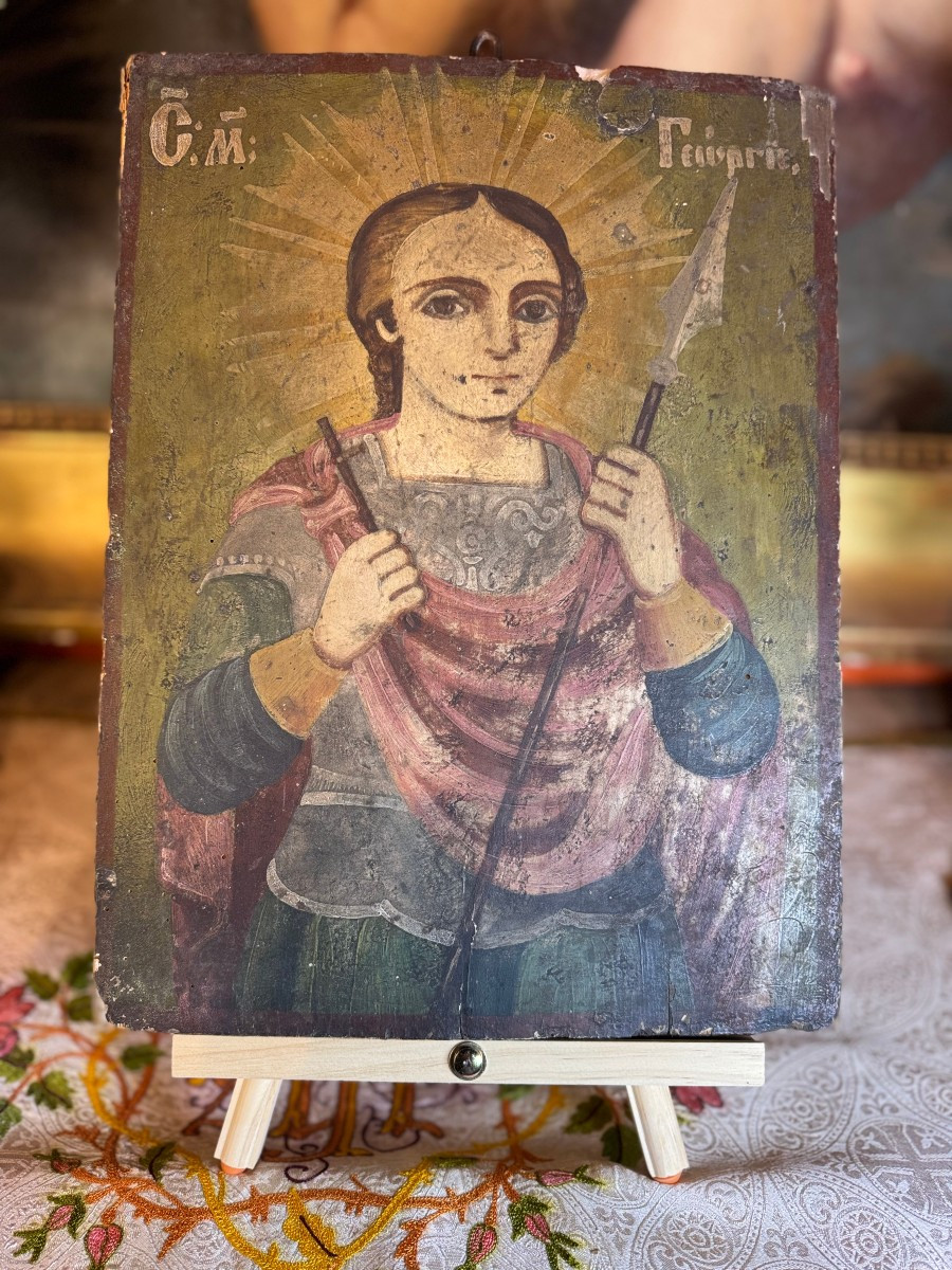 Icone Moldave De Saint-Georges - XIXe 