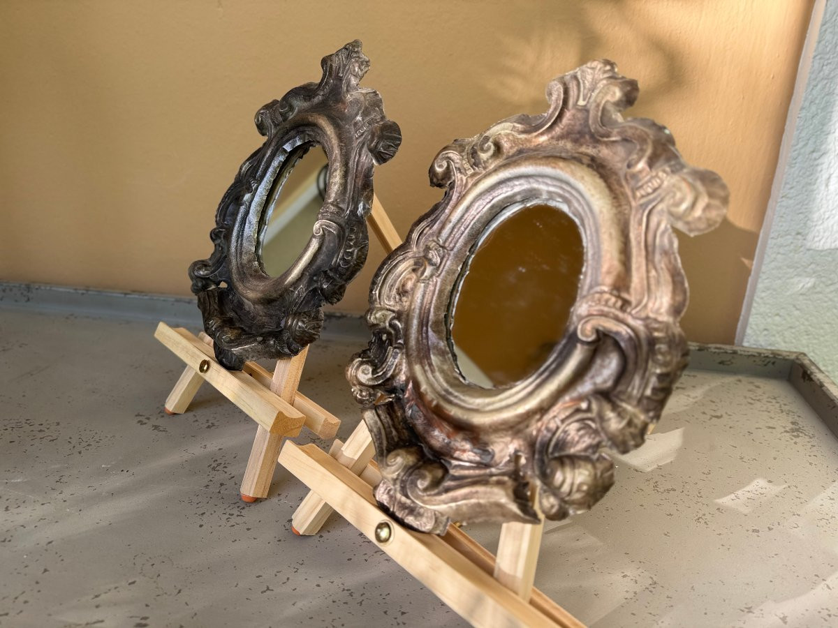 Pair Of Mirrors In Baroque Reliquary Frames - Late 18th Century -photo-2