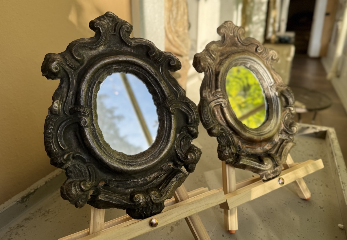 Pair Of Mirrors In Baroque Reliquary Frames - Late 18th Century 