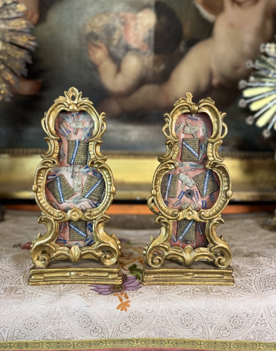 Paire de monstrances reliquaires baroques - XVIIIe -photo-2
